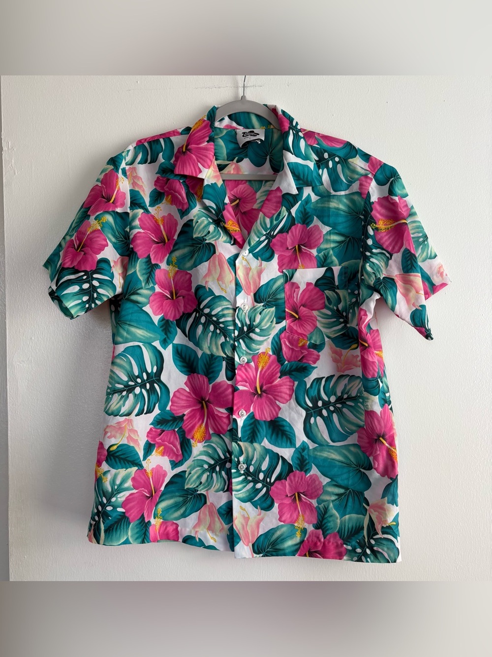 Hilo Hattie Men’s L Multicolor Floral Hibiscus Woven Hawaiian Button-Up Shirt SS